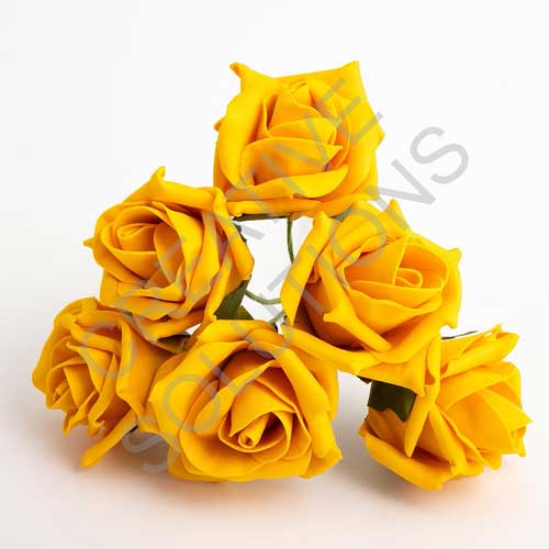FR-0906 - Yellow Gold 5cm Colourfast Foam Roses